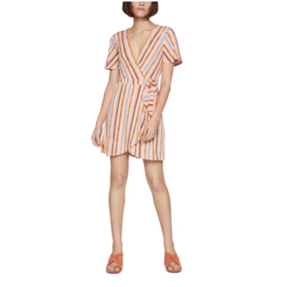 NWT:BCBGENERATION Striped Knit Wrap Dress In Multi